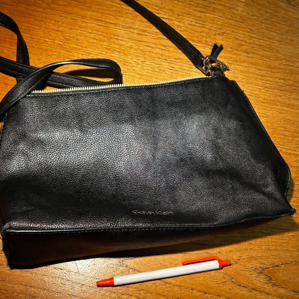 Black Calvin Klein, cross-body leather bag